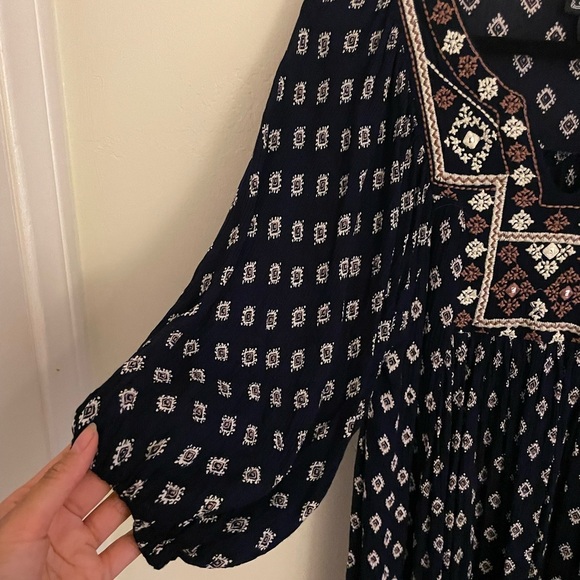 Angie Bohemian Tunic Dress Small Embroidery Dark Navy - Picture 5 of 6